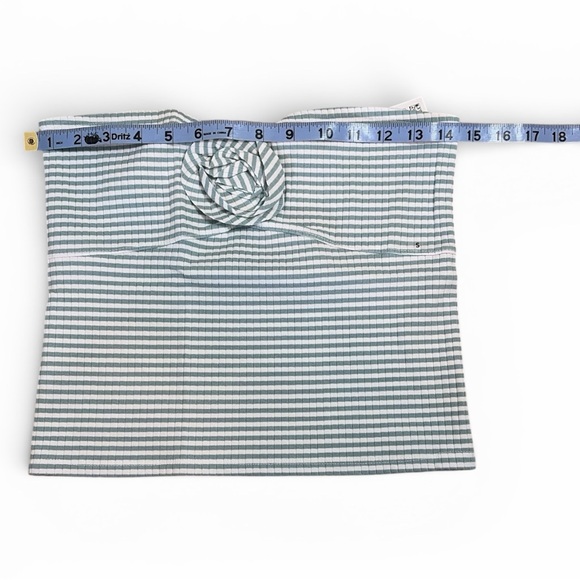 NWT American Eagle Blue Striped Rosette Strapless Summer Ribbed Tube Top | S - Picture 6 of 12